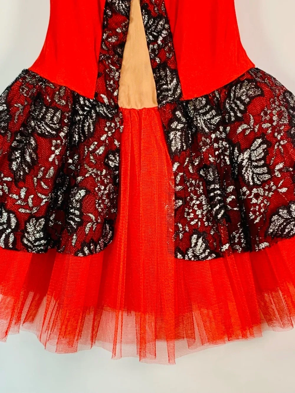 Glamour Costumes Spanish Style Ballet Red Black Dance Costume Flamenco Festive